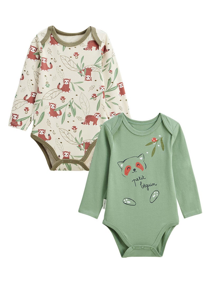 Lot de 2 bodies bébé manches longues Gustin Kaki - Kiabi