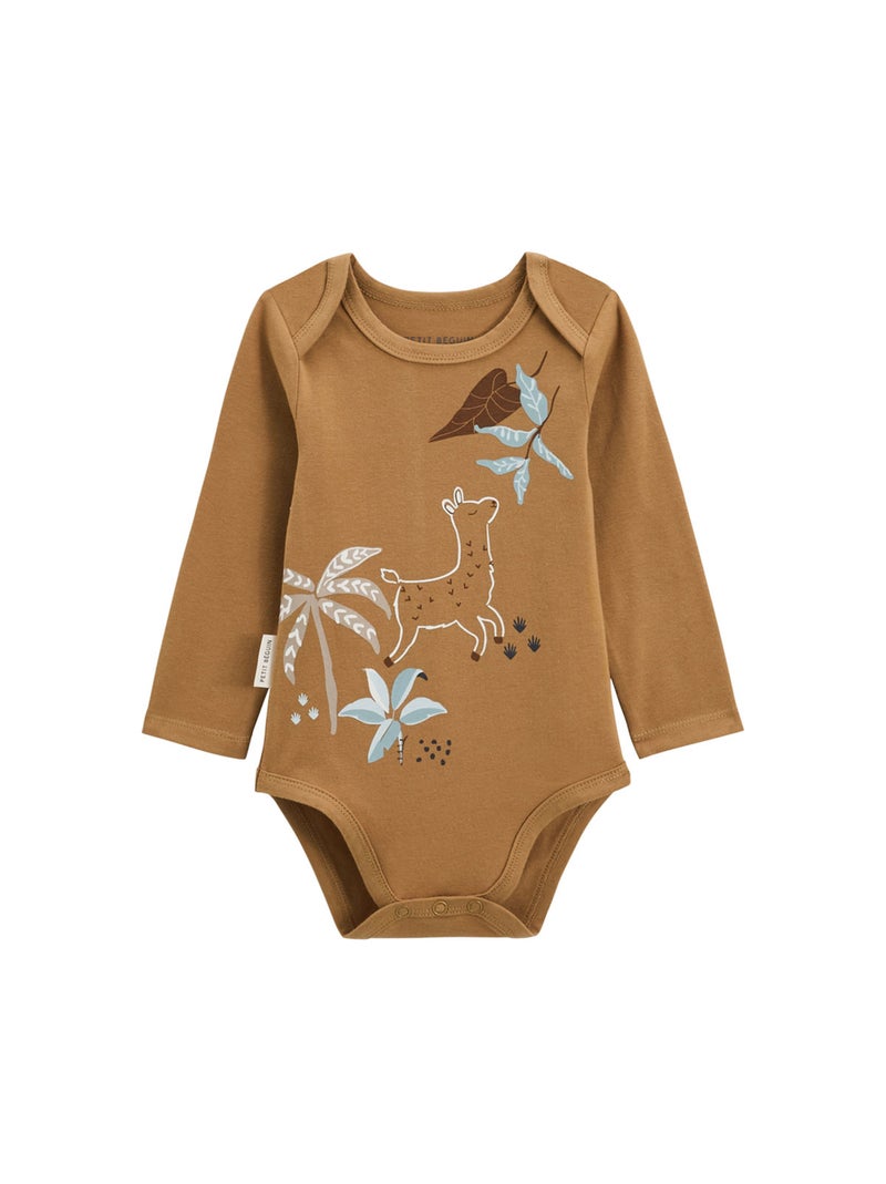 Lot de 2 bodies bébé manches longues Lamascotte Camel - Kiabi