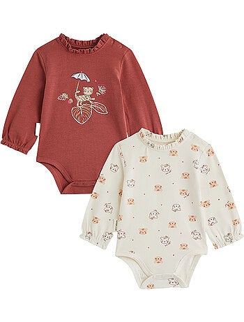 Lot de 2 bodies bébé manches longues léa
