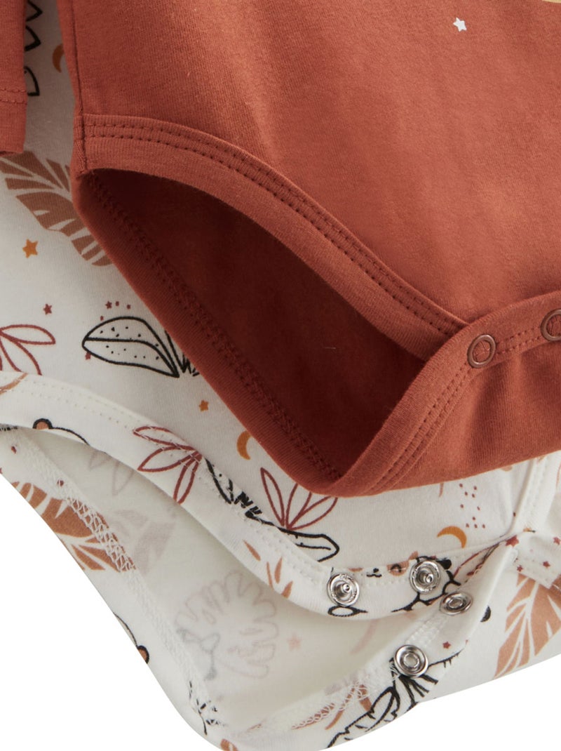 Lot de 2 bodies bébé manches longues Maloueg Marron - Kiabi