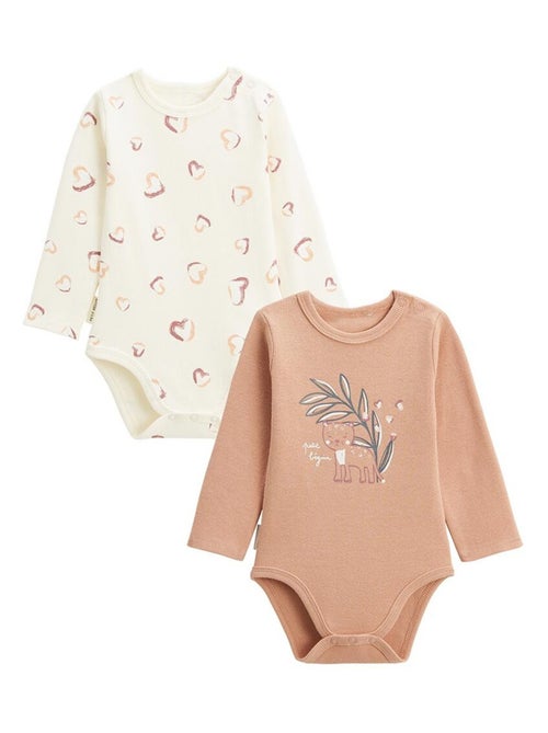 Lot de 2 bodies bébé manches longues Matcha - Kiabi