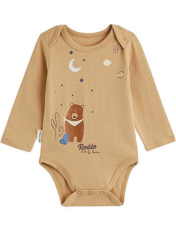 Lot de 2 bodies bébé manches longues Moka