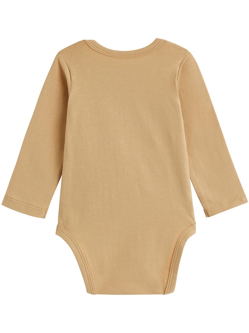 Lot de 2 bodies bébé manches longues Moka Marron - Kiabi