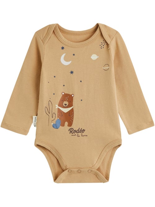Lot de 2 bodies bébé manches longues Moka - Kiabi Lot de 2 bodies bébé manches longues Moka - Kiabi