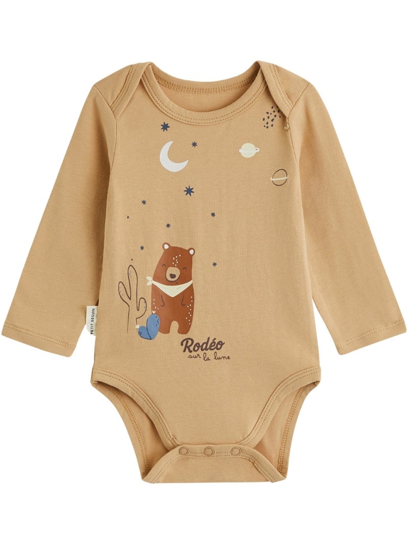 Lot de 2 bodies bébé manches longues Moka Marron - Kiabi