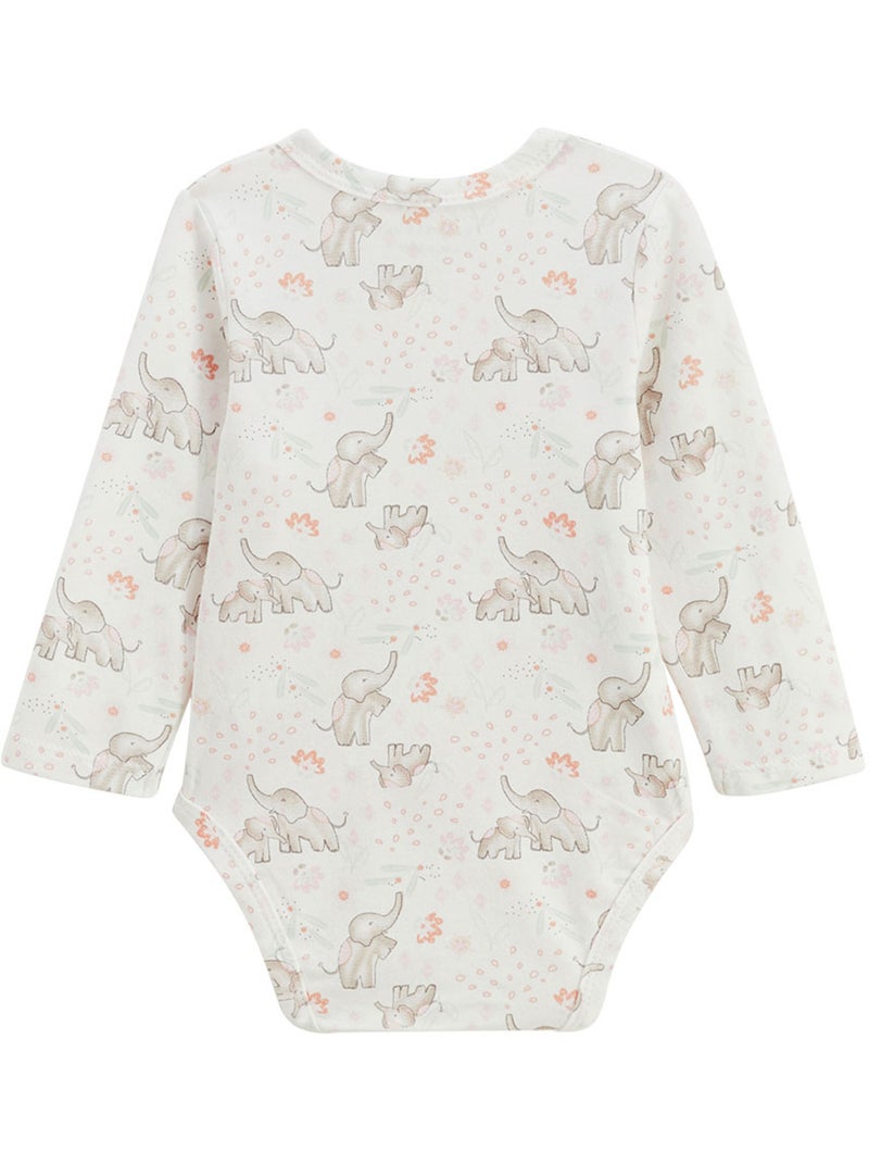 Lot de 2 bodies bébé manches longues ouverture croisée Badian Ecru - Kiabi