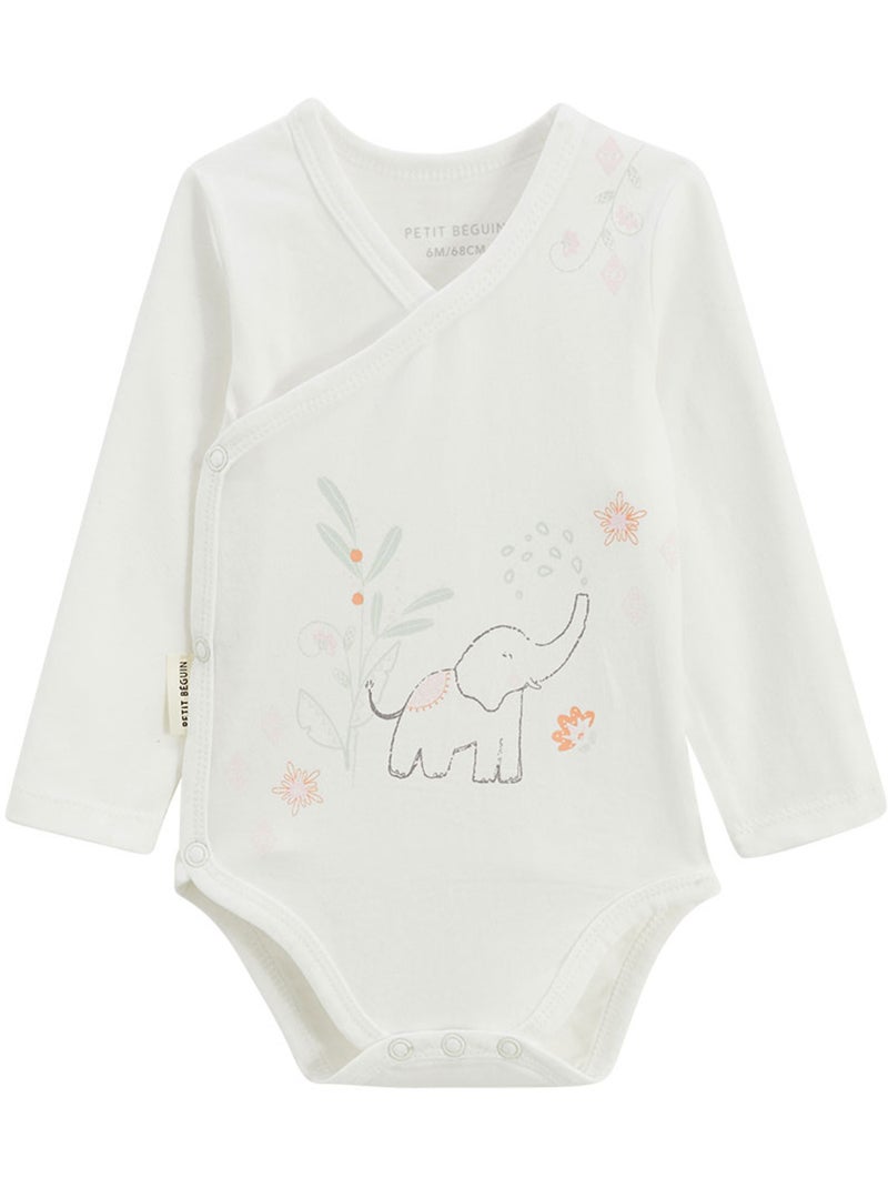 Lot de 2 bodies bébé manches longues ouverture croisée Badian Ecru - Kiabi