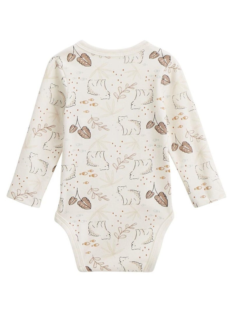 Lot de 2 bodies bébé manches longues ouverture croisée Câlins Ecru - Kiabi