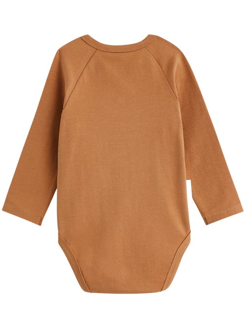 Lot de 2 bodies bébé manches longues ouverture croisée caramel - Kiabi