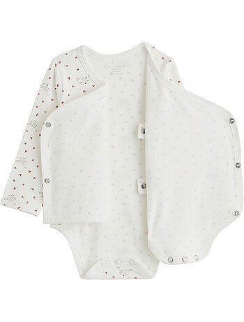 Lot de 2 bodies bébé manches longues ouverture croisée doucette