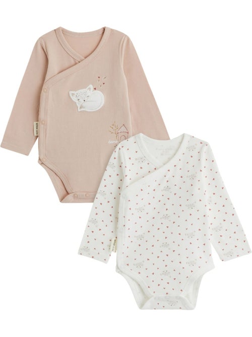 Lot de 2 bodies bébé manches longues ouverture croisée Doucette - Kiabi Lot de 2 bodies bébé manches longues ouverture croisée Doucette - Kiabi