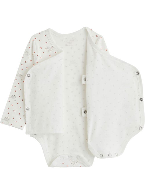 Lot de 2 bodies bébé manches longues ouverture croisée Doucette - Kiabi Lot de 2 bodies bébé manches longues ouverture croisée Doucette - Kiabi