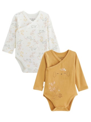 Lot de 2 bodies bébé manches longues ouverture croisée Emilie