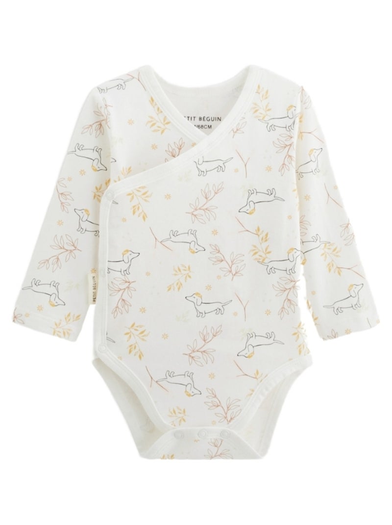 Lot de 2 bodies bébé manches longues ouverture croisée Emilie Ecru - Kiabi