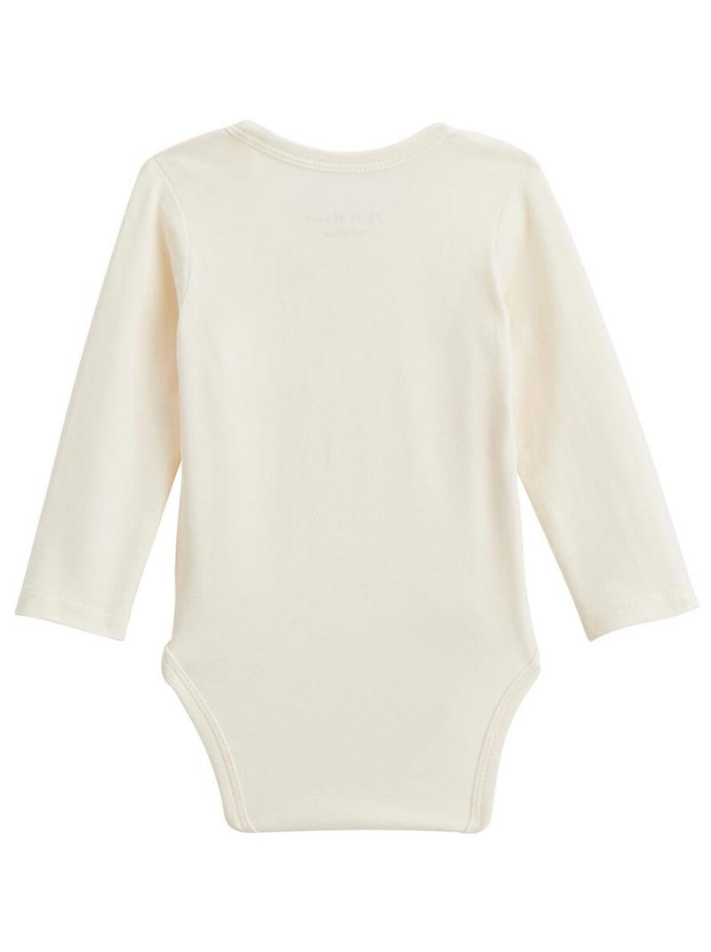 Lot de 2 bodies bébé manches longues ouverture croisée Envolée de bisous Beige - Kiabi