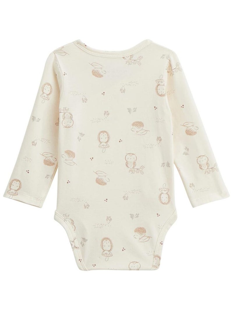 Lot de 2 bodies bébé manches longues ouverture croisée Envolée de bisous Beige - Kiabi