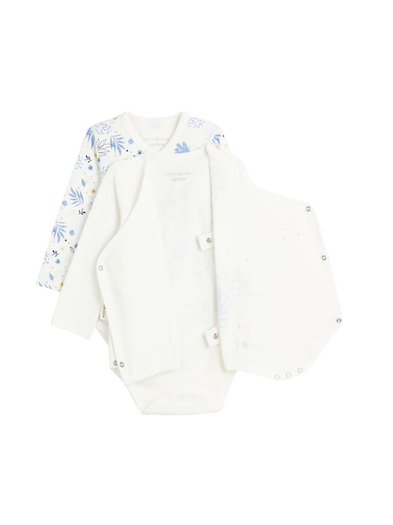 Lot de 2 bodies bébé manches longues ouverture croisée Luna Ecru - Kiabi