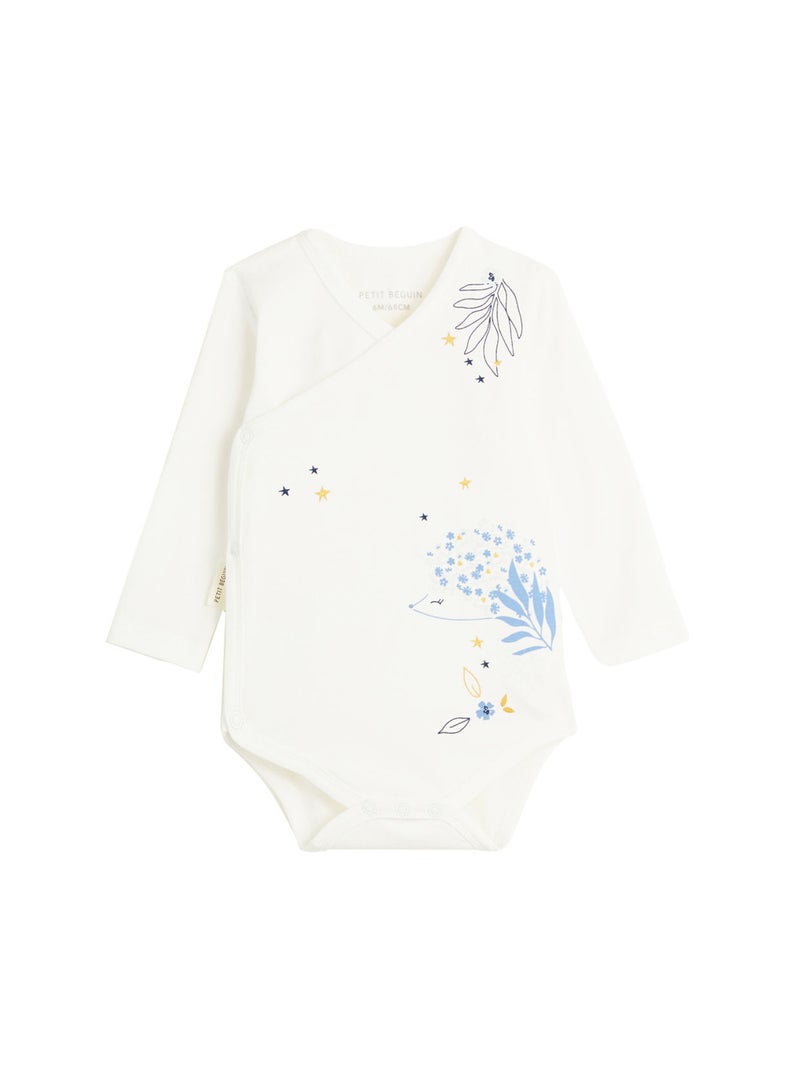 Lot de 2 bodies bébé manches longues ouverture croisée Luna Ecru - Kiabi
