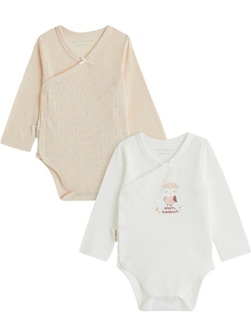 Lot de 2 bodies bébé manches longues ouverture croisée miette - Kiabi Lot de 2 bodies bébé manches longues ouverture croisée miette - Kiabi