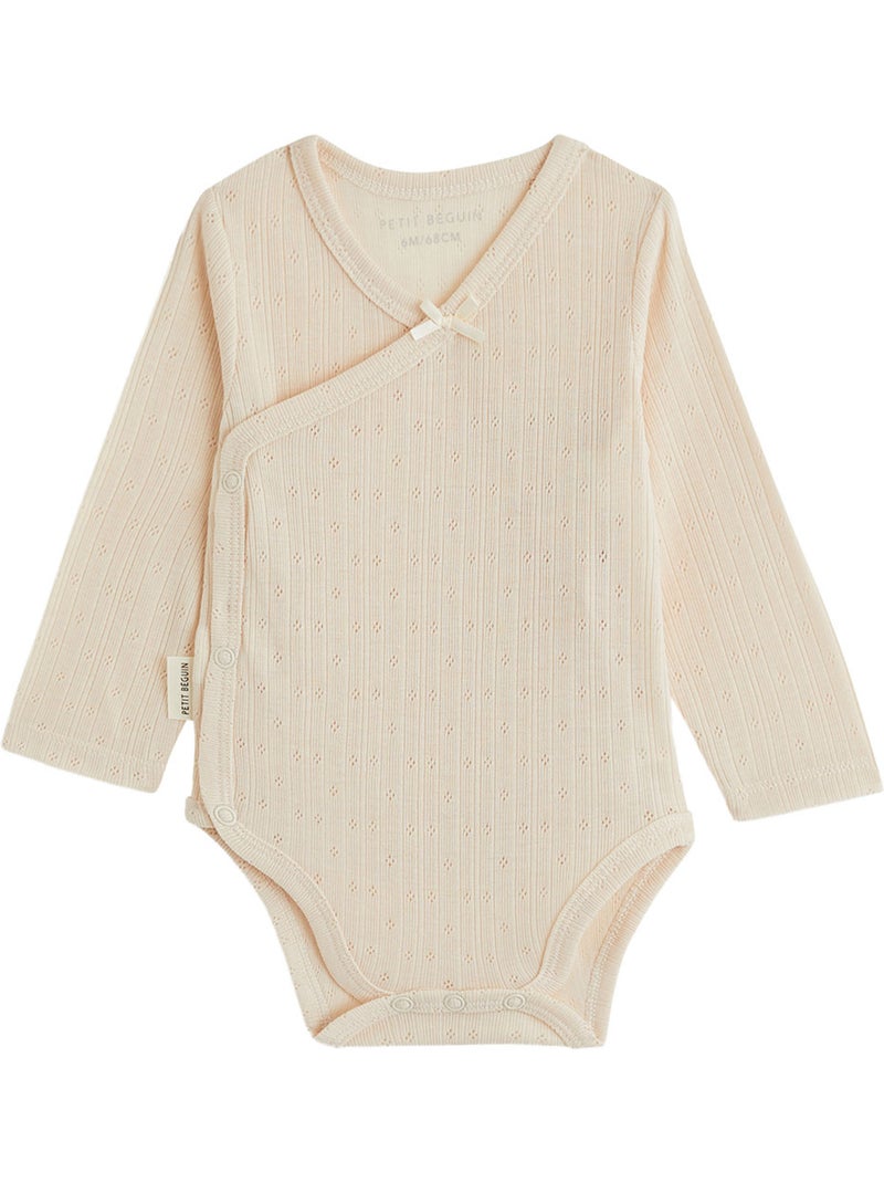 Lot de 2 bodies bébé manches longues ouverture croisée miette Ecru - Kiabi