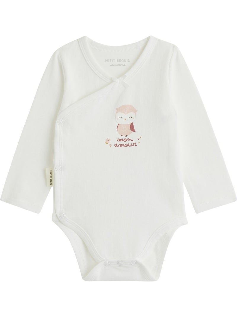 Lot de 2 bodies bébé manches longues ouverture croisée miette Ecru - Kiabi