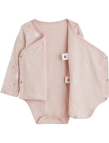 Lot de 2 bodies bébé manches longues ouverture croisée miette