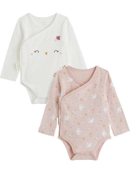 Lot de 2 bodies bébé manches longues ouverture croisée miette - Kiabi Lot de 2 bodies bébé manches longues ouverture croisée miette - Kiabi