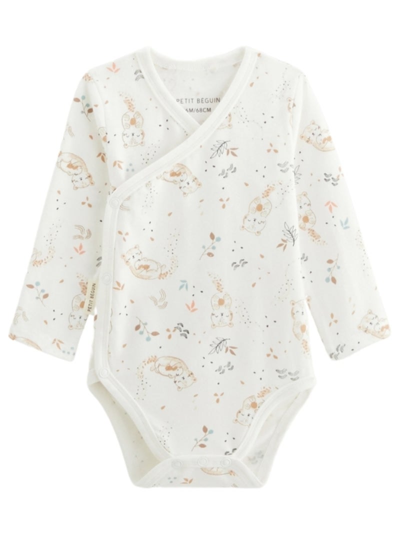 Lot de 2 bodies bébé manches longues ouverture croisée Mini Loutre Ecru - Kiabi