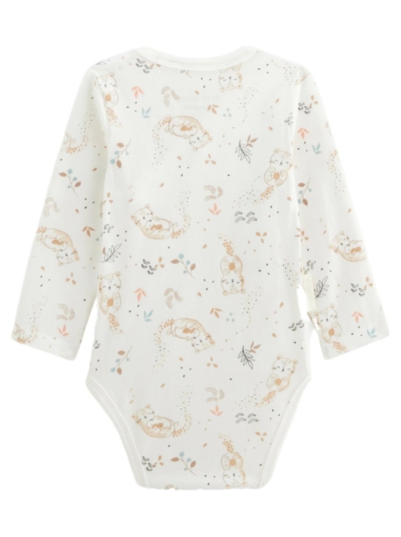 Lot de 2 bodies bébé manches longues ouverture croisée Mini Loutre Ecru - Kiabi