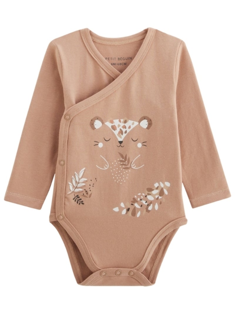 Lot de 2 bodies bébé manches longues ouverture croisée Mini Loutre Ecru - Kiabi