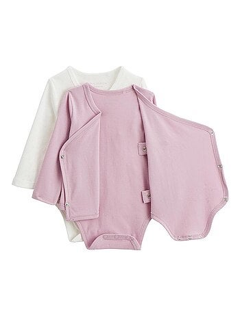 Lot de 2 bodies bébé manches longues ouverture croisée Miss Chatchatchat