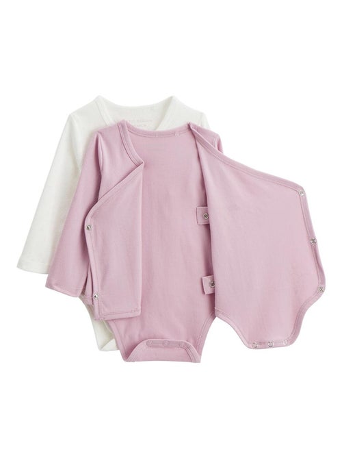 Lot de 2 bodies bébé manches longues ouverture croisée Miss Chatchatchat - Kiabi
