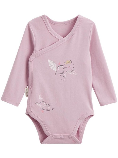 Lot de 2 bodies bébé manches longues ouverture croisée Miss Chatchatchat - Kiabi