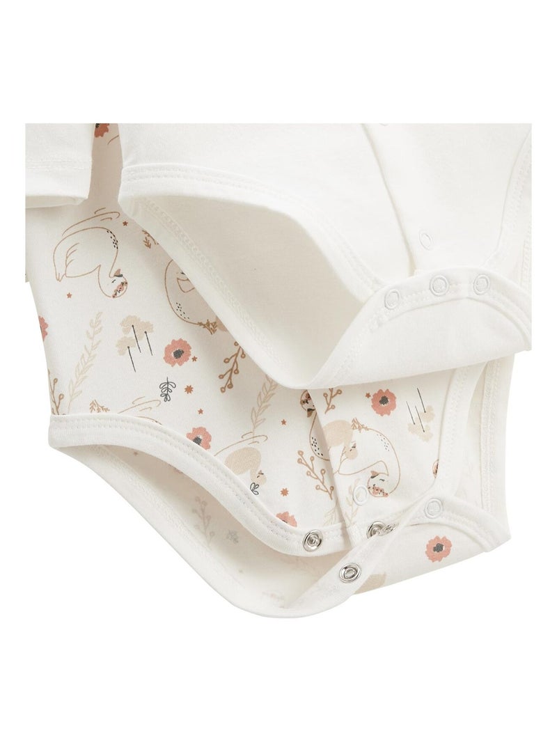 Lot de 2 bodies bébé manches longues ouverture croisée Perle Ecru - Kiabi