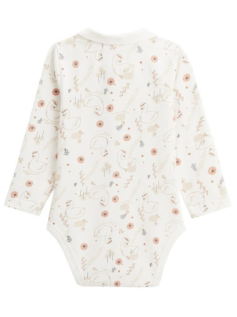 Lot de 2 bodies bébé manches longues ouverture croisée Perle Ecru - Kiabi