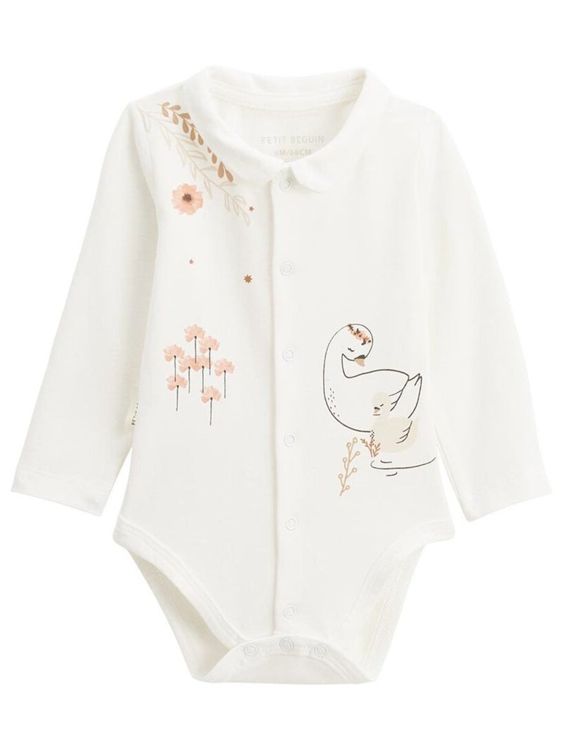 Lot de 2 bodies bébé manches longues ouverture croisée Perle Ecru - Kiabi