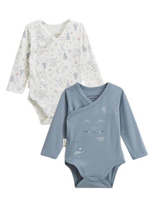 Lot de 2 bodies bébé manches longues ouverture croisée Rêverie - Kiabi