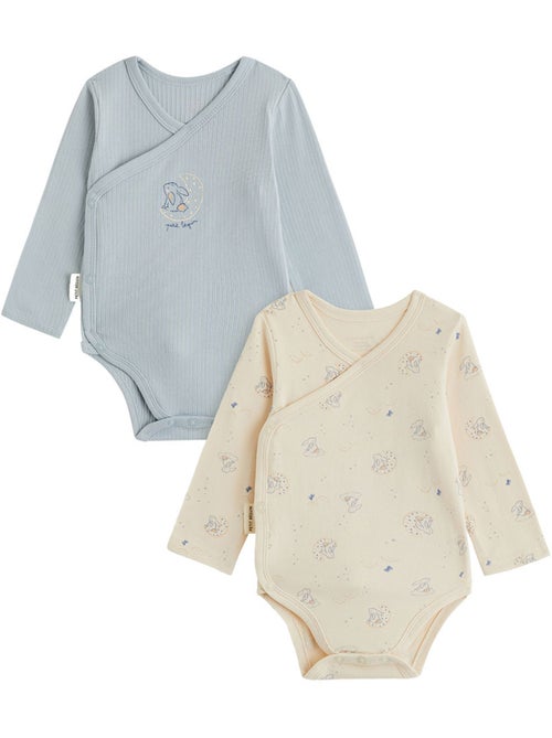 Lot de 2 bodies bébé manches longues ouverture croisée voix lactée - Kiabi Lot de 2 bodies bébé manches longues ouverture croisée voix lactée - Kiabi