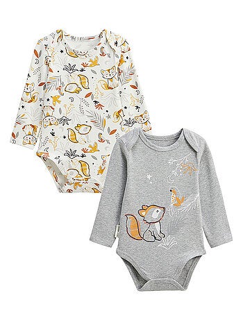 Lot de 2 bodies bébé manches longues Petit Loup