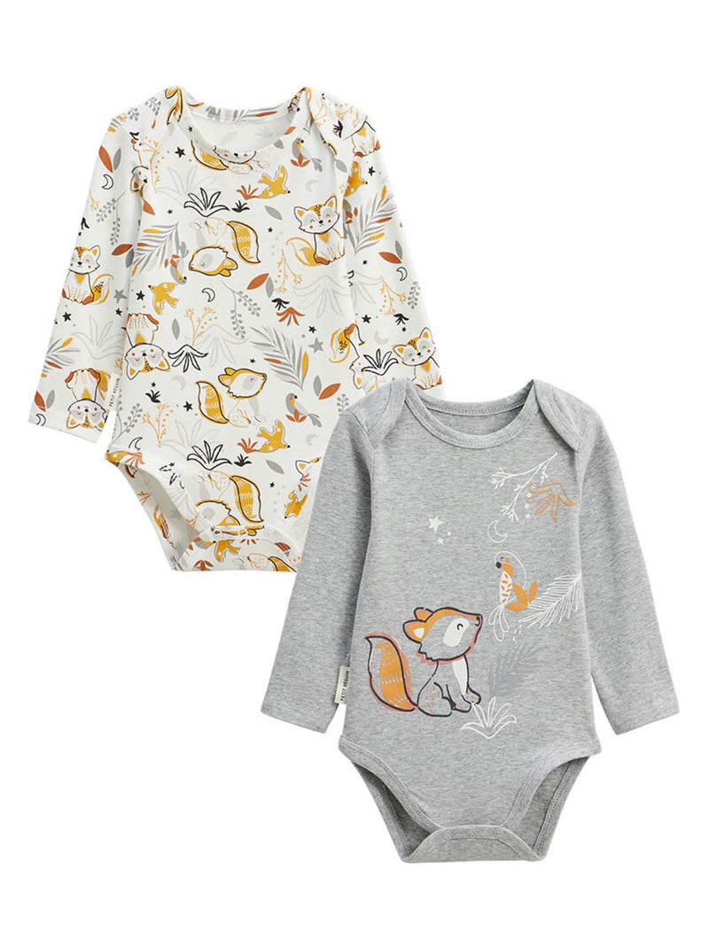 Lot de 2 bodies bébé manches longues Petit Loup Gris Gris - Kiabi