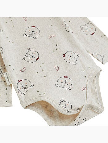 Lot de 2 bodies bébé manches longues pistache