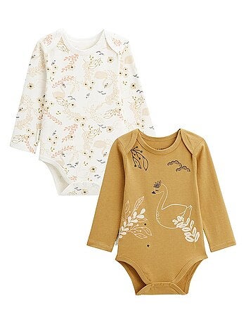 Lot de 2 bodies bébé manches longues Swan
