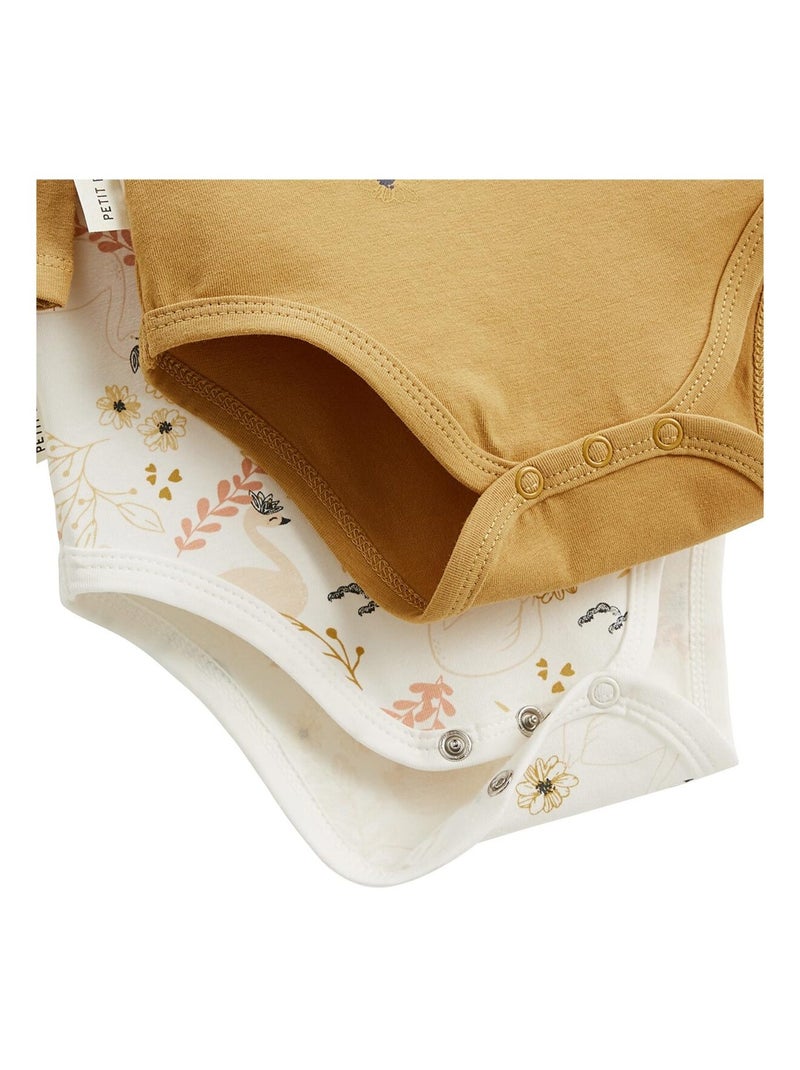 Lot de 2 bodies bébé manches longues Swan Moutarde - Kiabi