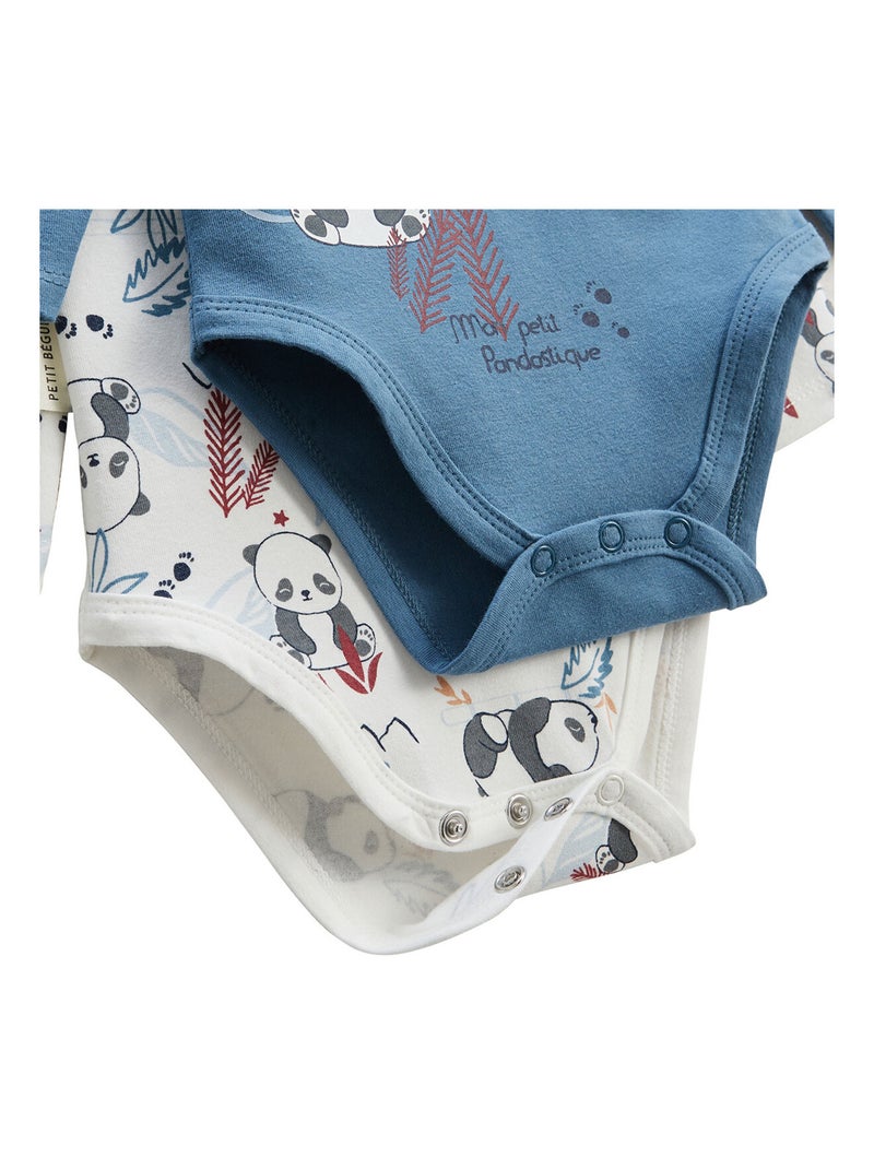 Lot de 2 bodies bébé manches longues Tao Bleu - Kiabi
