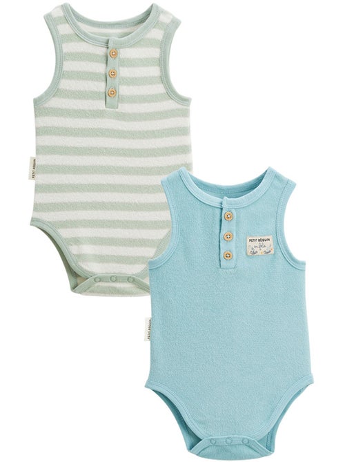 Lot de 2 bodies bébé sans manches en éponge Cayo coco - Kiabi