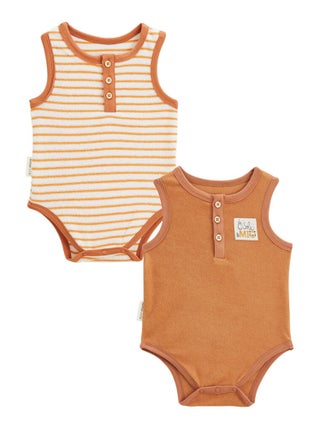 Lot de 2 bodies bébé sans manches en éponge Mio