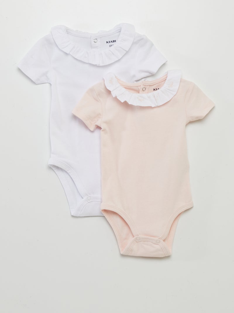 Lot de 2 bodies Blanc/rose - Kiabi