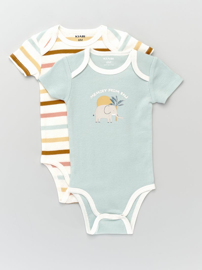 Lot de 2 bodies Bleu/Blanc - Kiabi