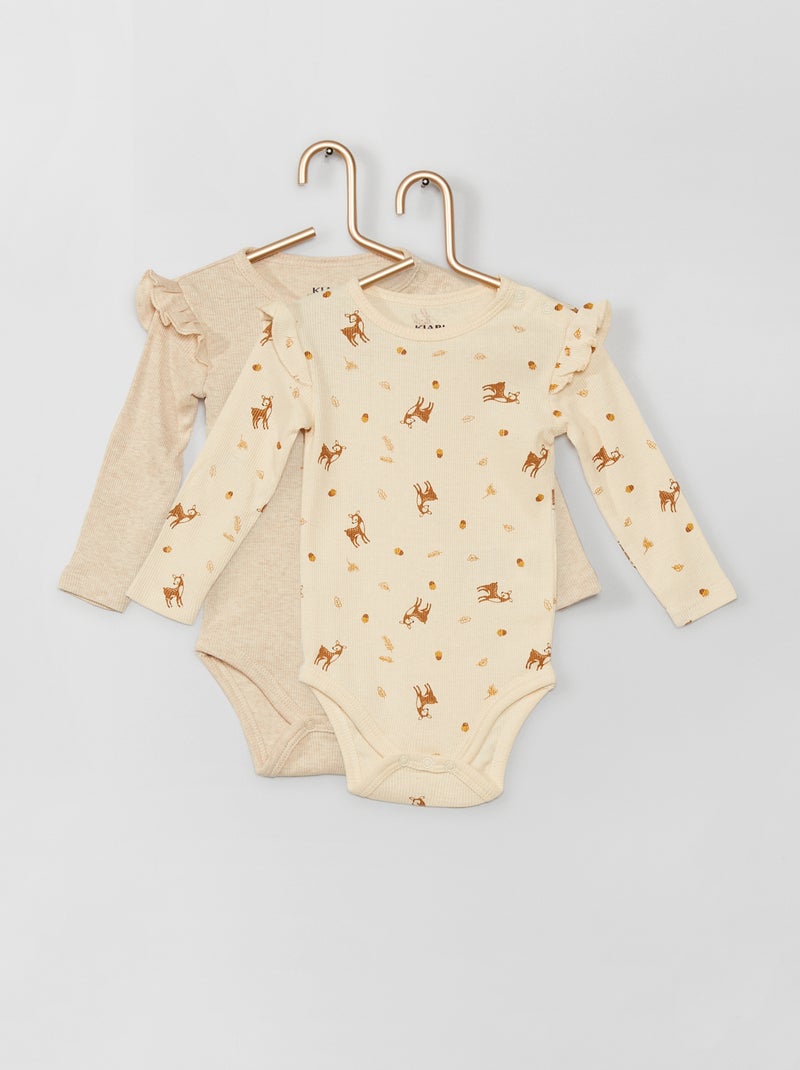 Lot de 2 bodies côtelés beige - Kiabi