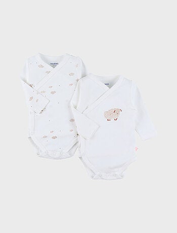 Lot de 2 bodies croisés en coton imprimé mouton Noukie's